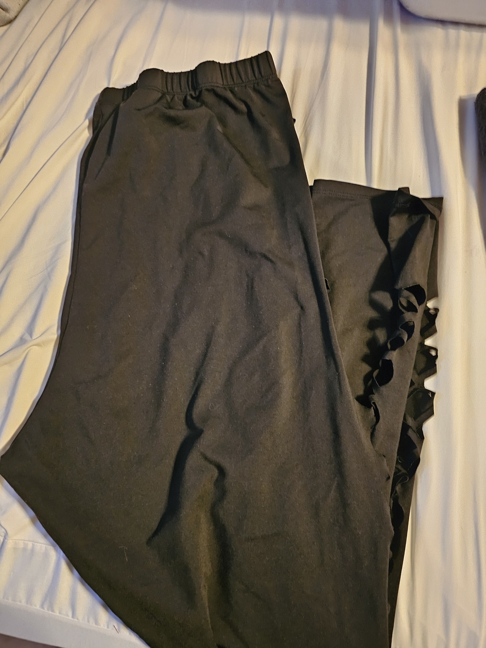 Black Ruffle Hem Leggings